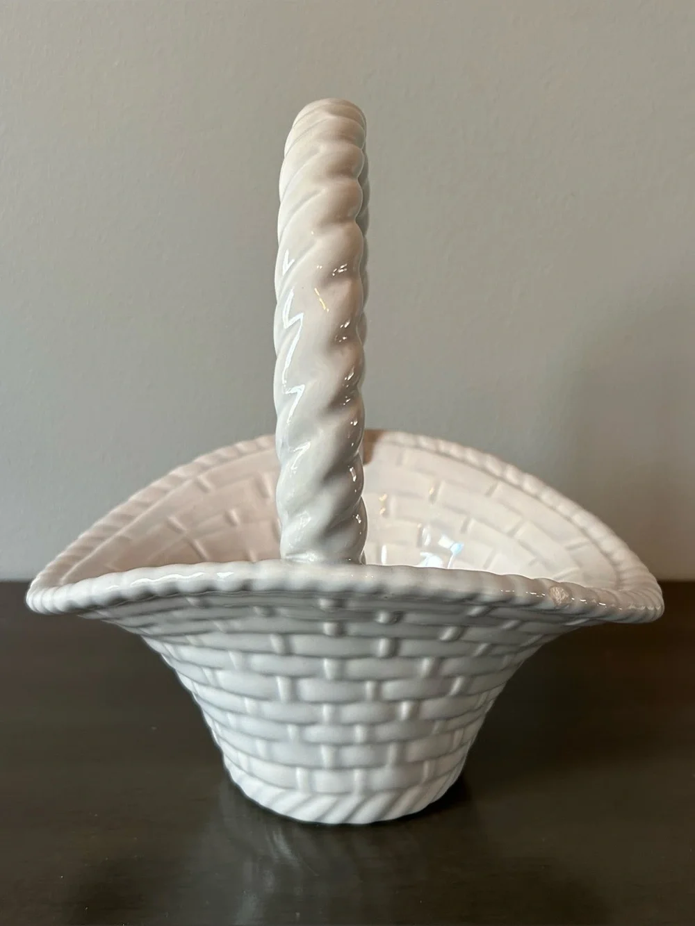 Vintage White Ceramic Basket